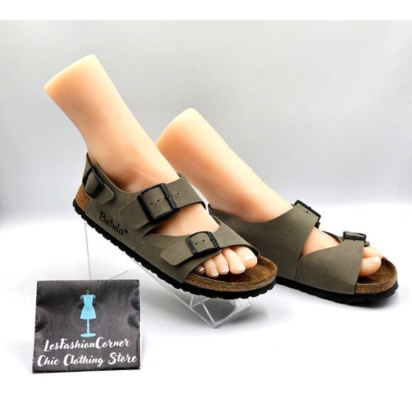 Birkenstock Betula Women's Olive Green Open Toe Double Strap Sandals Size 6 2346 - Picture 3 of 16